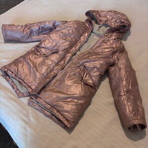 Crewcuts Metallic Pink Kids Puffer Lined Jacket